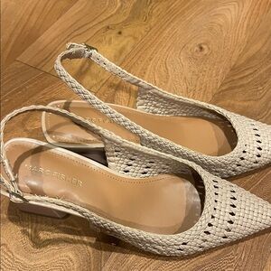 Marc Fisher Beige Woven Slingback Heels
